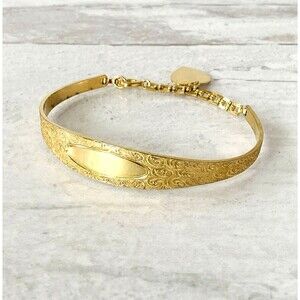 Engraved Signed Gold Filled Heart Charm ID Cuff  Bracelet Jacoby Bender JB Mark